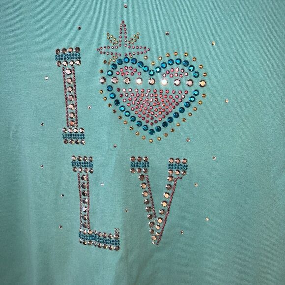 Cactus Bay Apparel Blue Jeweled Love Shirt Medium - Picture 3 of 5